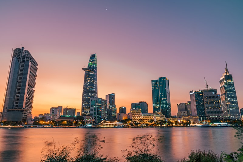 Ho Chi Minh City skyline with Bitexco Tower at night