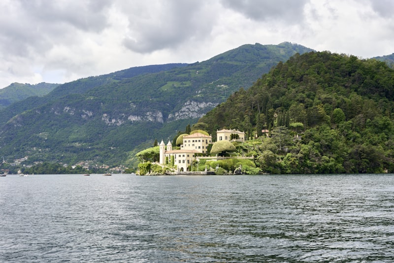 Lake Como with Villa del Balbianello and alpine backdrop
