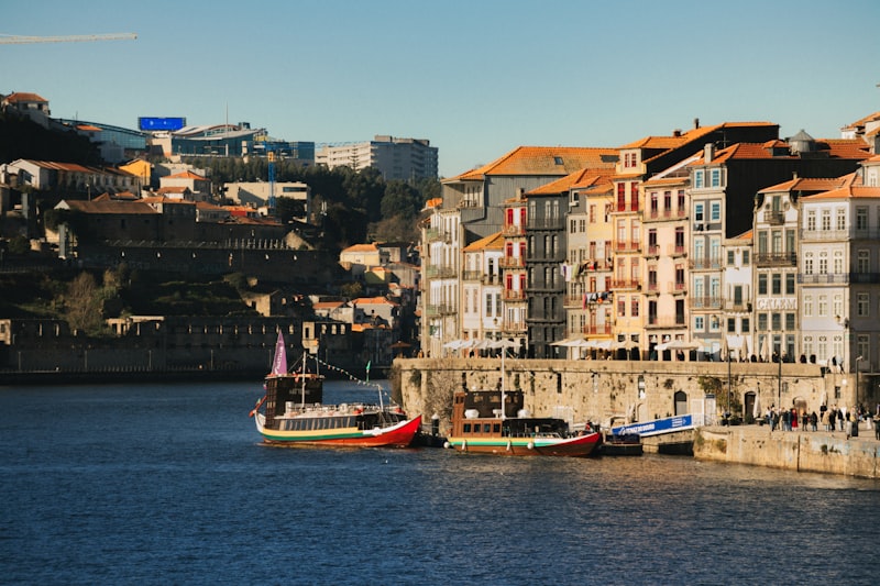 Colorful buildings along the Douro River in Porto