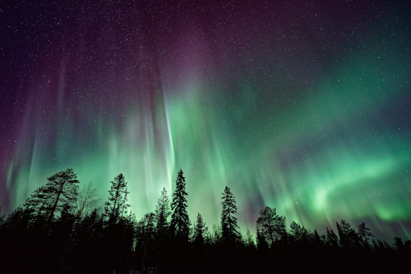 Northern lights over Iceland landscape