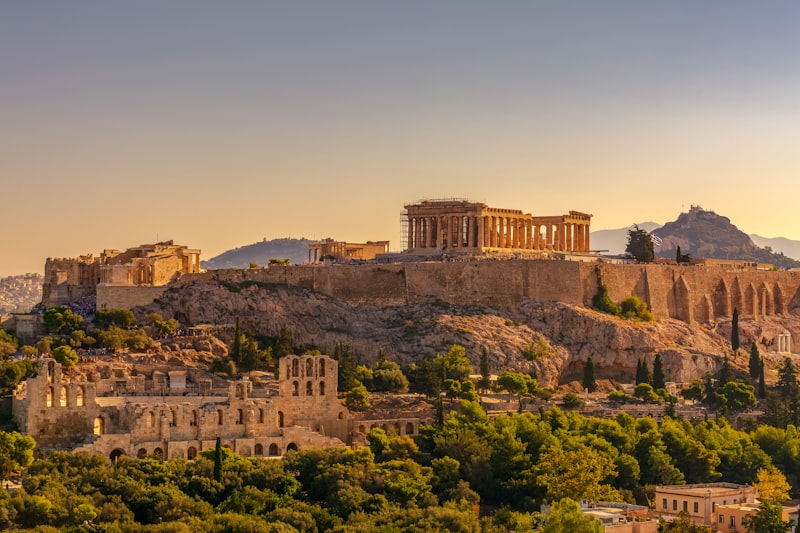 Athens cityscape with ancient ruins