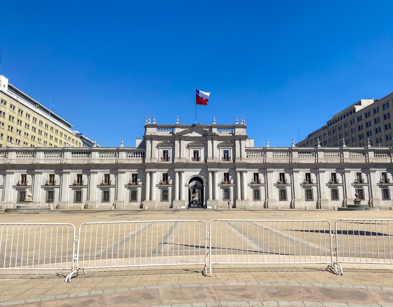 La Moneda Palace neoclassical facade in Santiago Chile