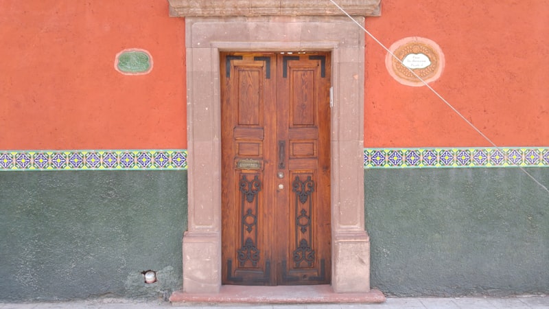Colorful art gallery entrance in San Miguel de Allende
