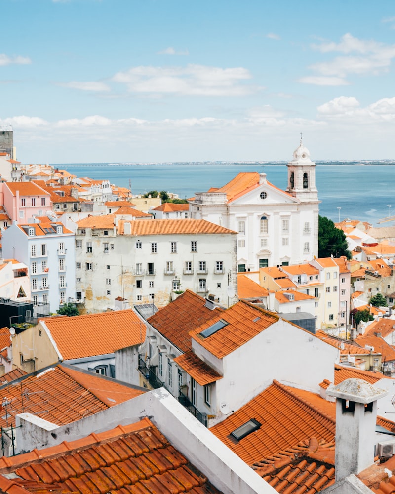 Lisbon colorful buildings and tiled facades