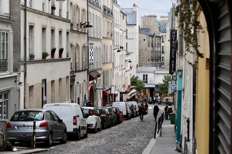 Narrow cobblestone streets of Montmartre Paris
