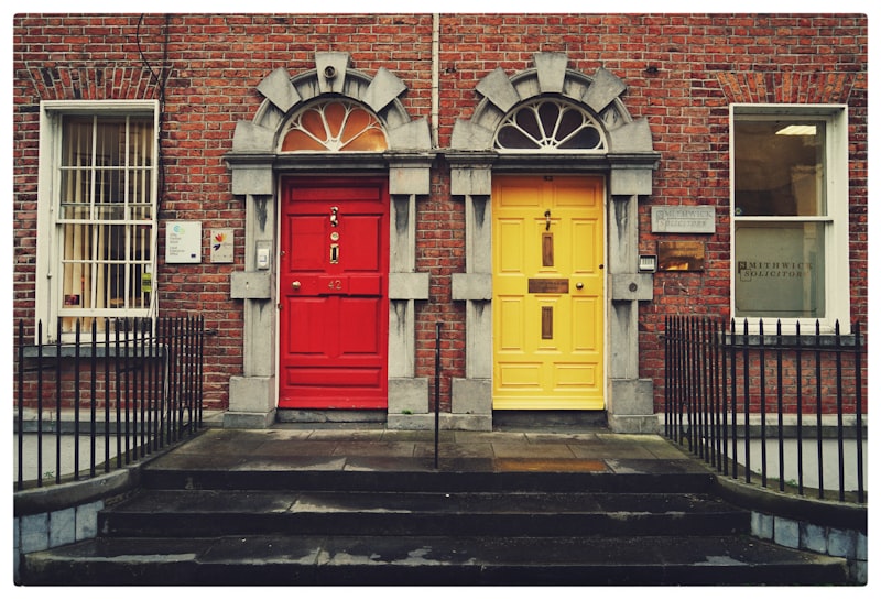 Colorful doors of Georgian Dublin townhouses