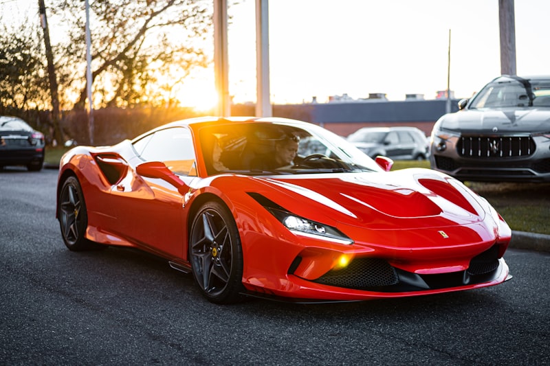 Ferrari red sports car on display at the Enzo Ferrari Museum in Maranello